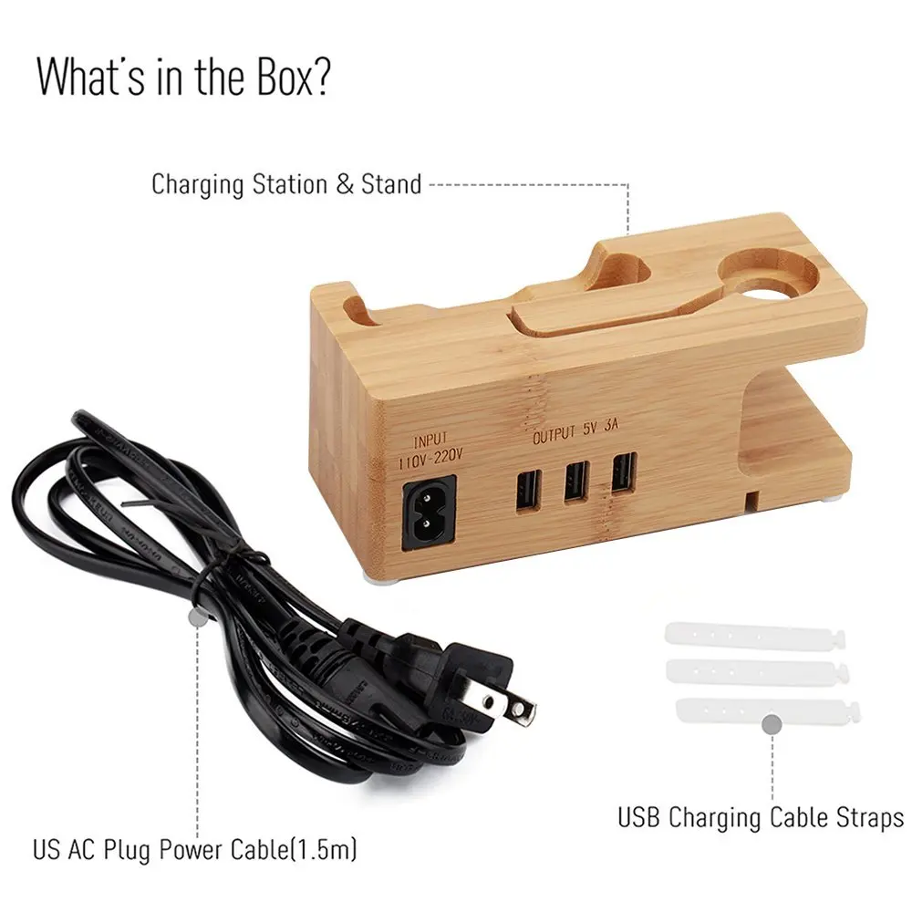 Зарядная станция с 3 USB портами 15 Вт А для Apple Watch|holder for|wood charging stationcharging holder |