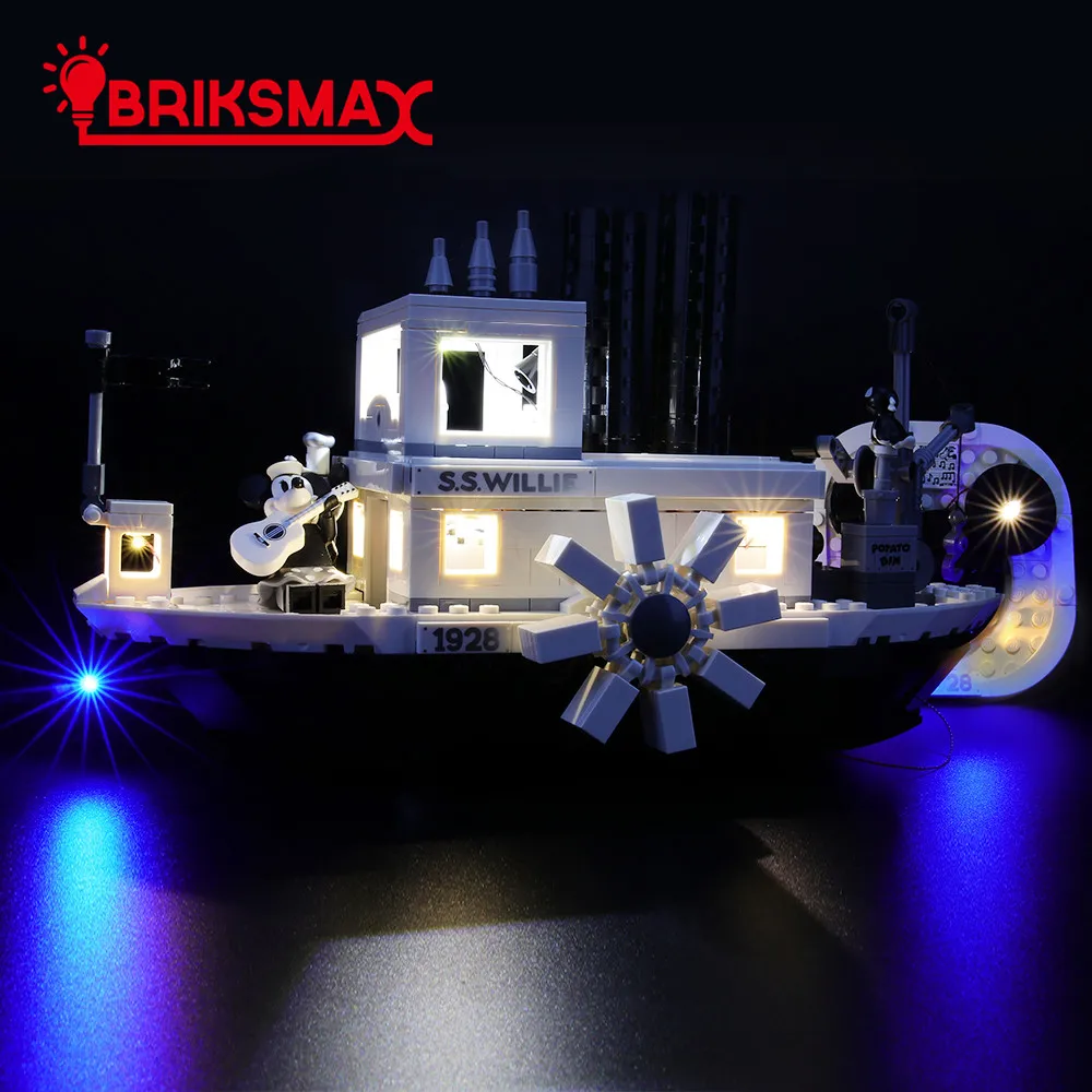 BriksMax Led Light Up Комплект для идей Steamboat Willie строительные блоки, совместимые с 21317(не включает модель