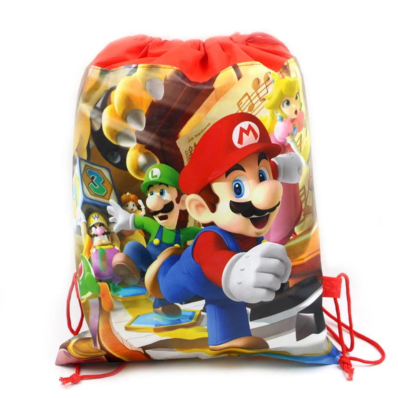 Оформление для празднования дня рождения Mochila Baby Shower Красный Супер Марио Drawstring подарки сумки мальчики сувениры нетканый тканевый рюкзак 1 шт./партия