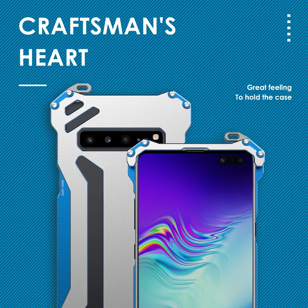 Противоударный алюминиевый чехол бампер R just Cnc для Samsung Galaxy S10 5g S10e Plus|Бамперы| |