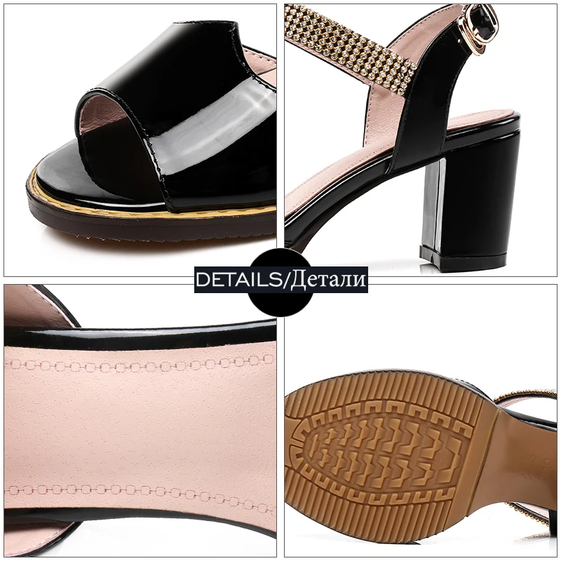 Женские сандалии из лакированной кожи ISNOM большие размеры 45 модная летняя