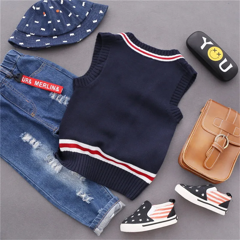 Жилет для маленьких мальчиков свитер детская одежда оптовая продажа осень 2019