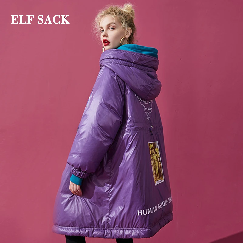 ELFSACK зимние новые толстые женские куртки повседневные хлопковые пальто с