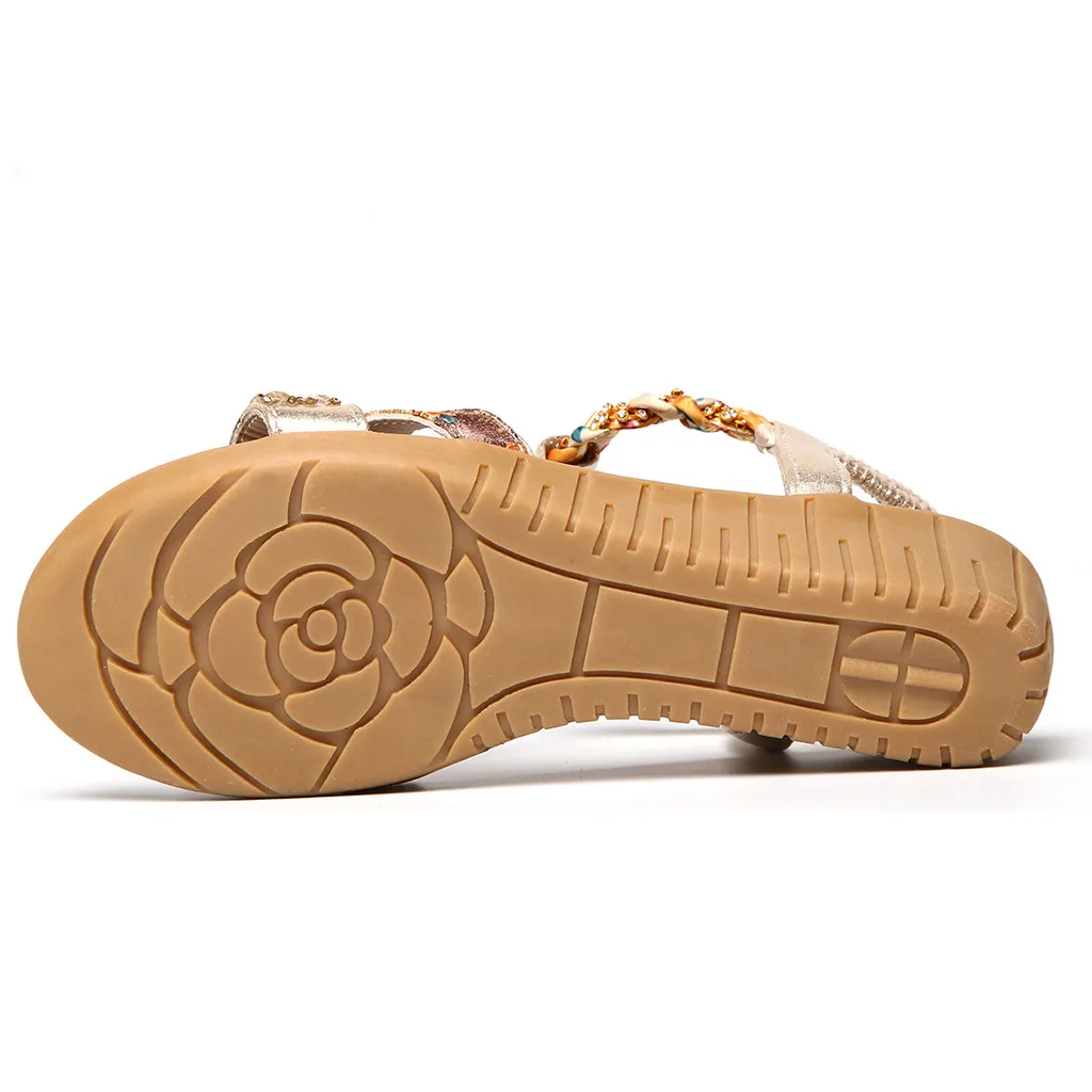 Шикарные сандалии Женская летняя обувь Пляжная на танкетке с кристаллами в