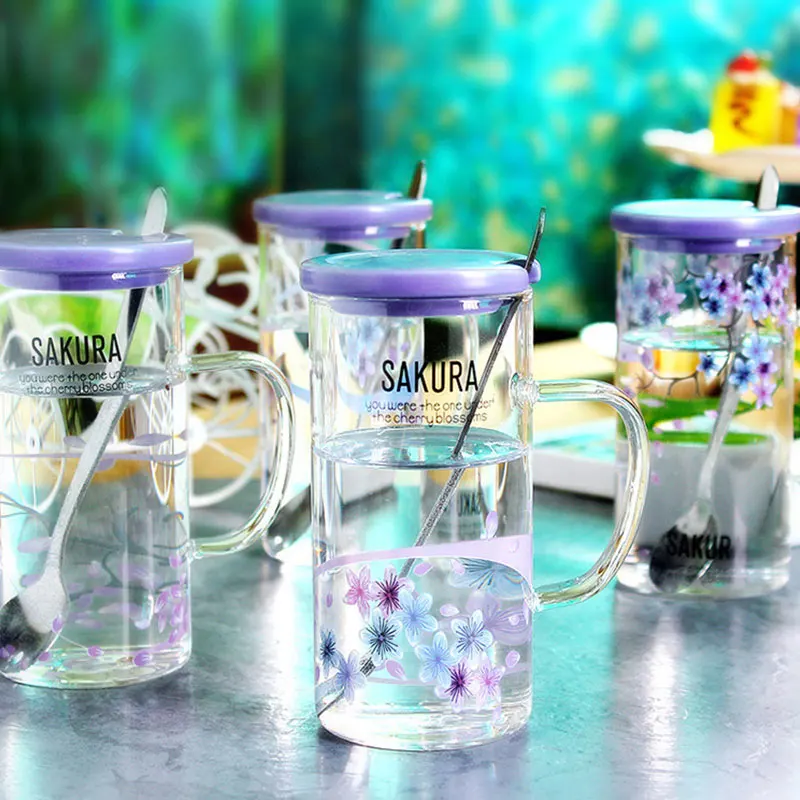 350 мл стеклянная чашка Творческий боросиликатного стакан с принтом керамической