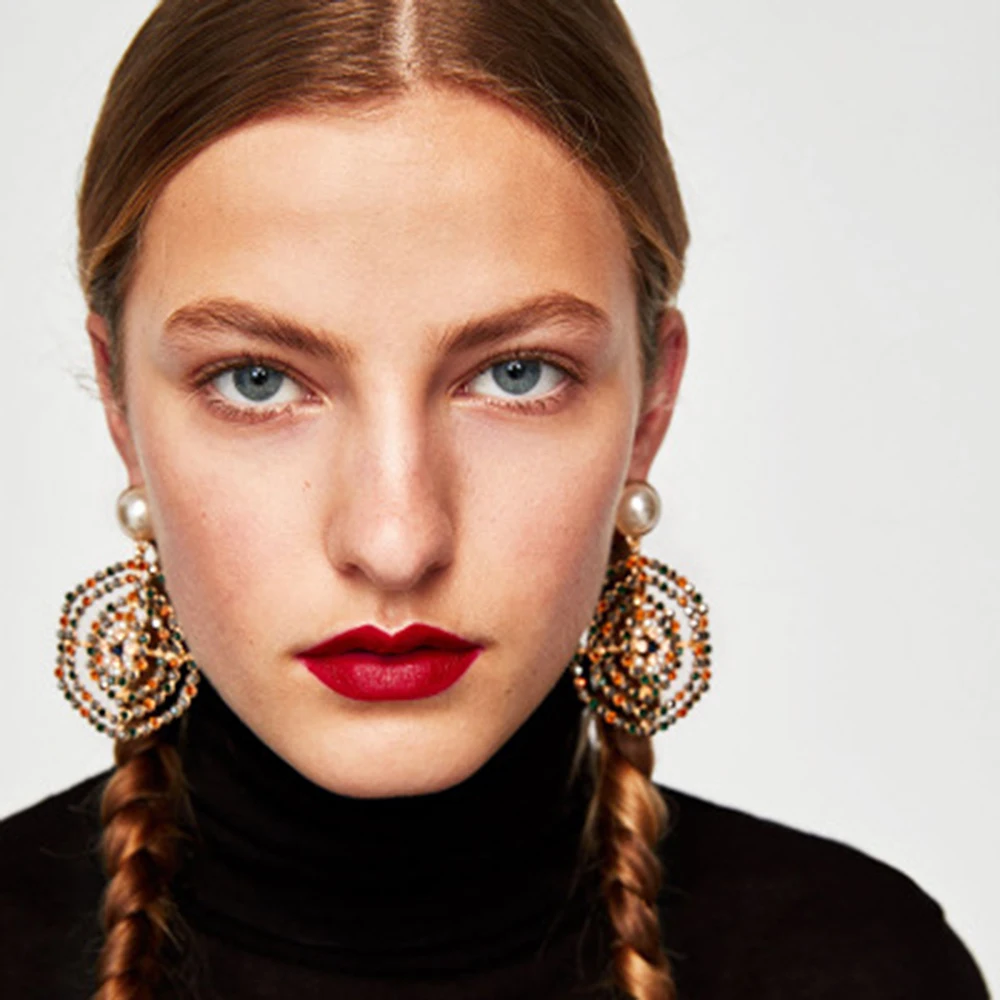 QiHit богемные модные большие серьги с жемчугом и кристаллами геометрические капли