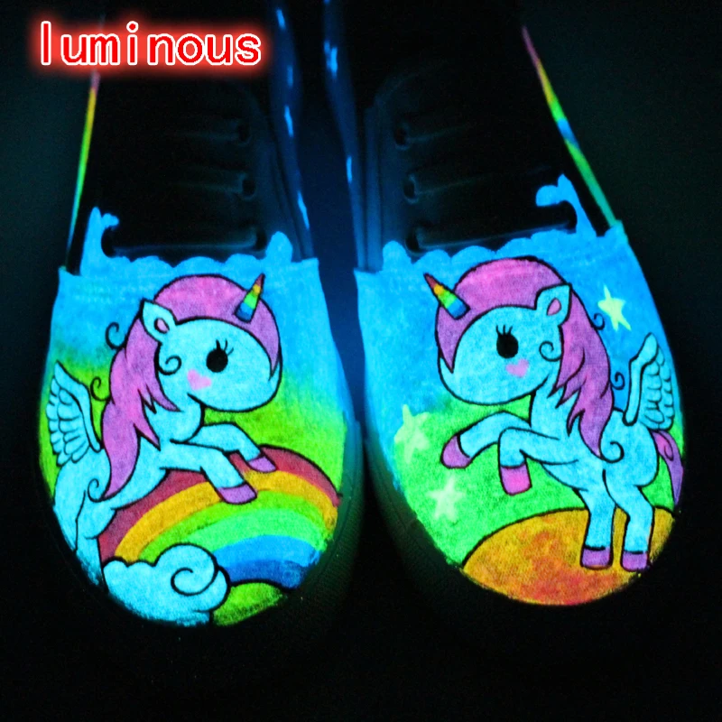 Новинка 2018 яркие парусиновые туфли для женщин ручная роспись слипоны светящиеся