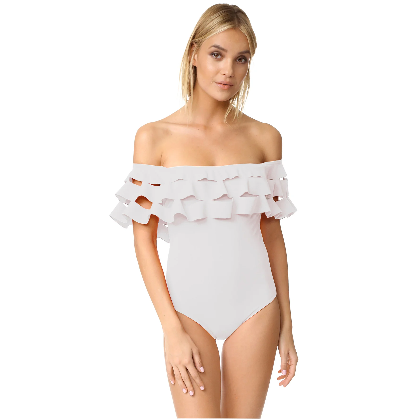 ESSV Off Shoulder Ruffle цельный купальник Женские Спортивные Купальники Sexy Мягкий боди
