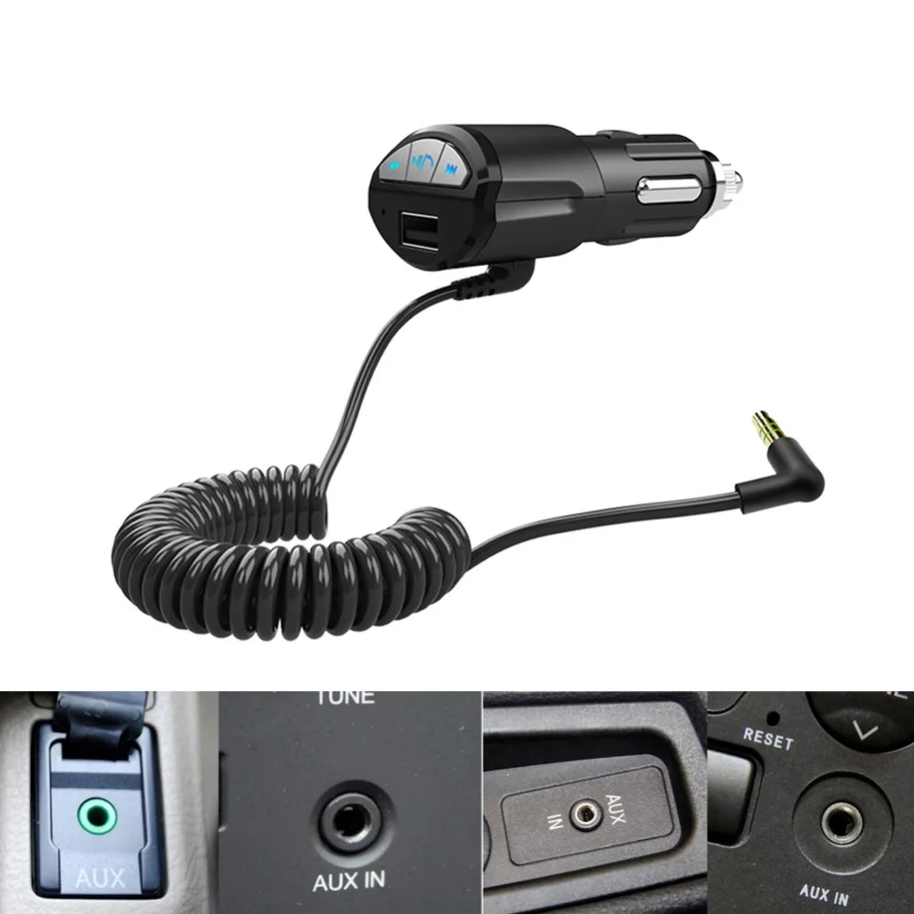 ECos 3 5 мм Автомобильная гарнитура Bluetooth AUX Стерео Аудио приемник адаптер USB зарядка
