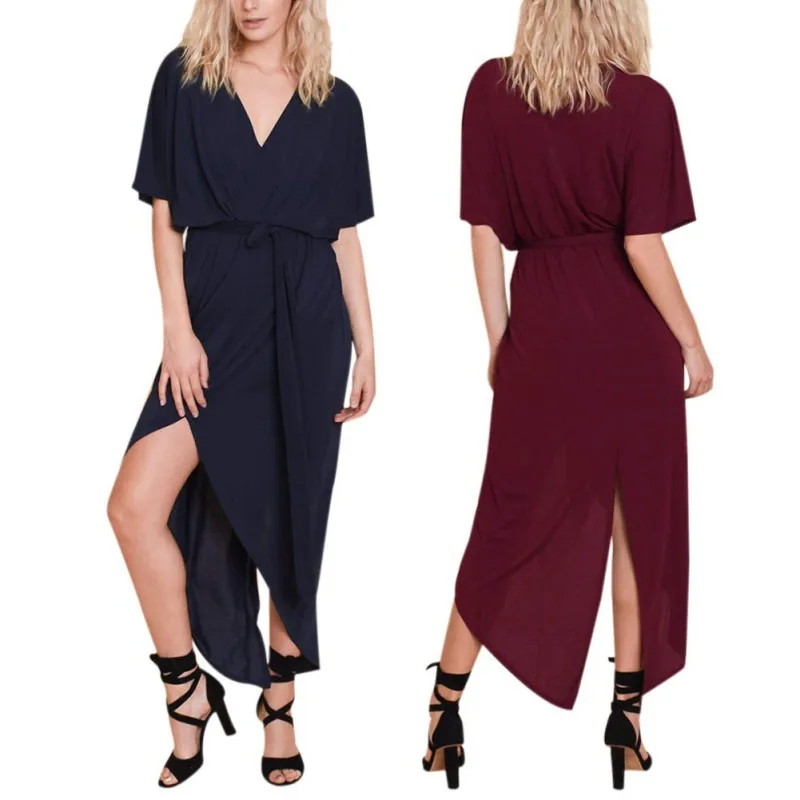 Женское платье с коротким рукавом Пляжное v-образным вырезом Повседневное миди