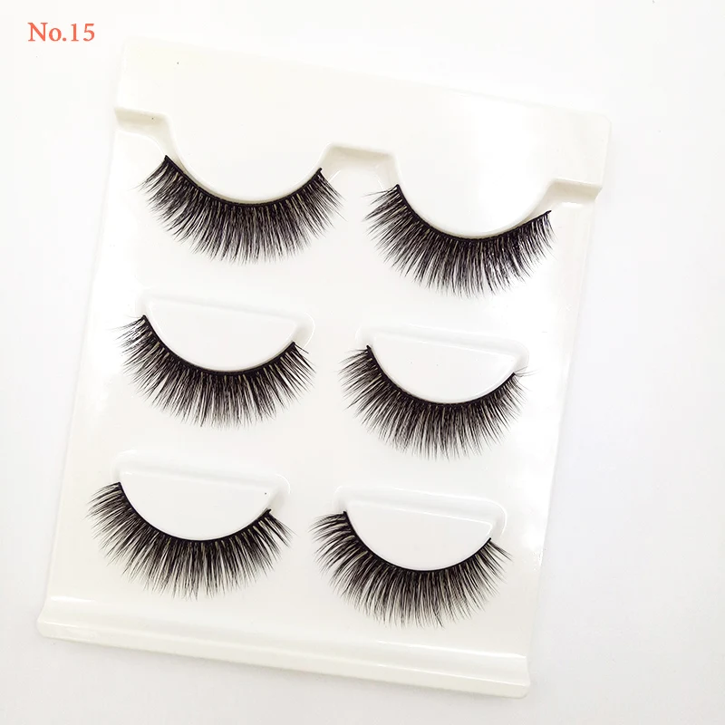 

3 Pair 3D Natural False Eyelashes Handmade Long Fake Lashes Makeup Mink Long Soft Eyelashes Extension Eyelash