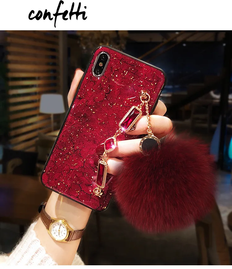 Роскошный Настоящий Лисий волос мяч блеск чехол для телефона для iPhone 11 Pro Max 7 8 6 6S Plus XR XS MAX X чехол s Coque для iPhone XS MAX оболочка