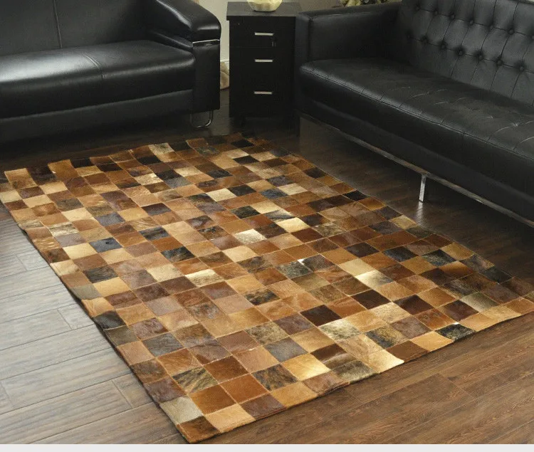 Модный художественный ковер 100% Натуральная Воловья кожа белый кожаный | Дом и сад