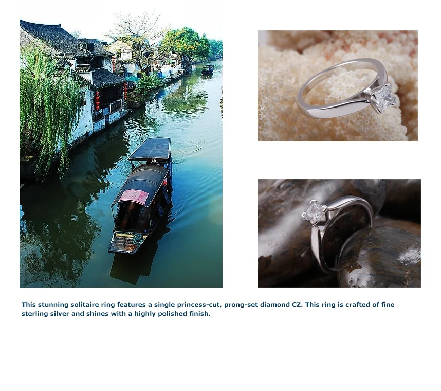 Однотонное серебряное обручальное кольцо принцессы с фианитами женское