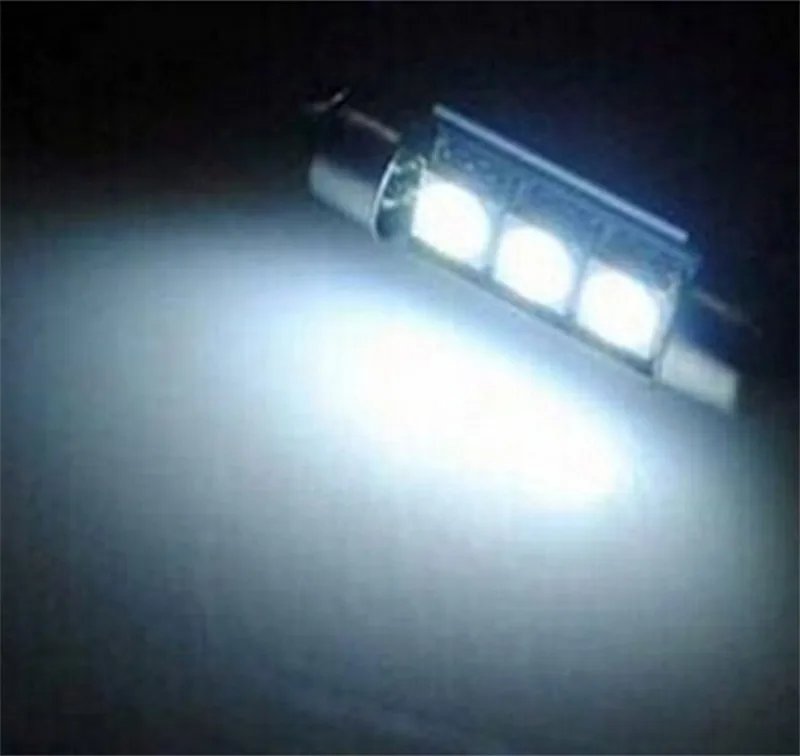 100 шт. Гирлянда 36 мм C5W 3 SMD 5050 СВЕТОДИОДНЫХ Белый Canbus Ошибка Бесплатный Автомобилей