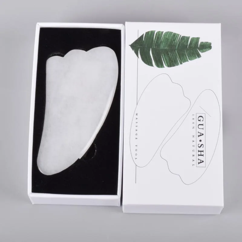 white jade Инструмент для ухода за лицом массаж Gua Sha инструмент натуральный камень Китай традиционный спа иглоукалывание выскабливание Исцеление здоровье красота тело - Цвет: white jade