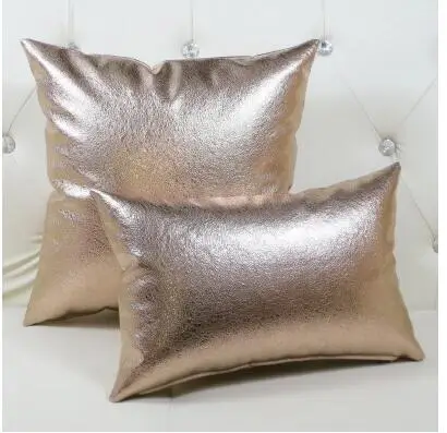 European post-modern shiny double-sided metallic PU cushion cover immitation leather pillowcase backrest pillow covers indoor | Дом и сад