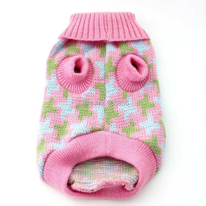 Маленький свитер для собаки кошки джемпер с геометрическими узорами жаккард