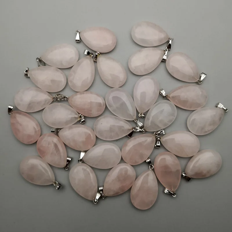 50pcs 23X17MM Мода натуральный камень хорошее качество кварц Роза кулон и ожерелья для изготовления ювелирных изделий Шарм точечные части 24-50 шт./лот - Окраска металла: 50pcs 23X17MM