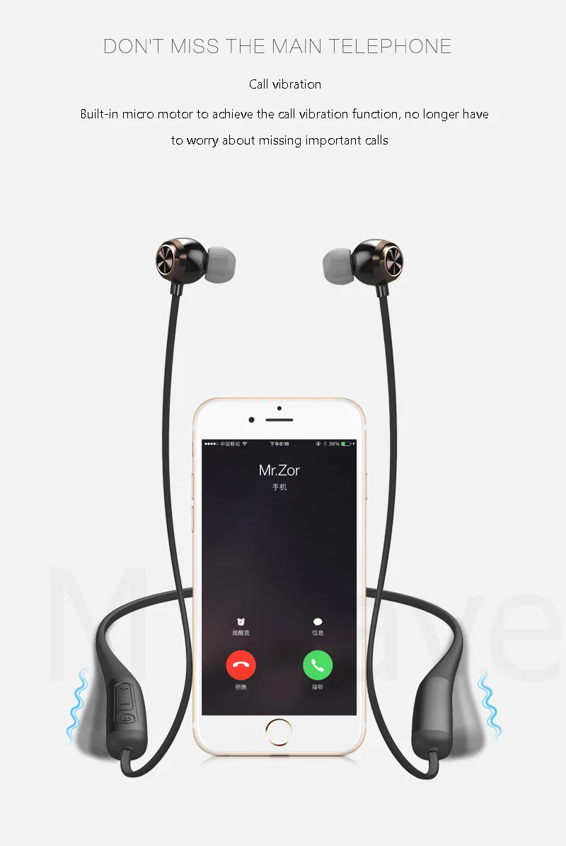 T8 силиконовая беспроводная Спортивная bluetooth-гарнитура с шейным креплением IP68