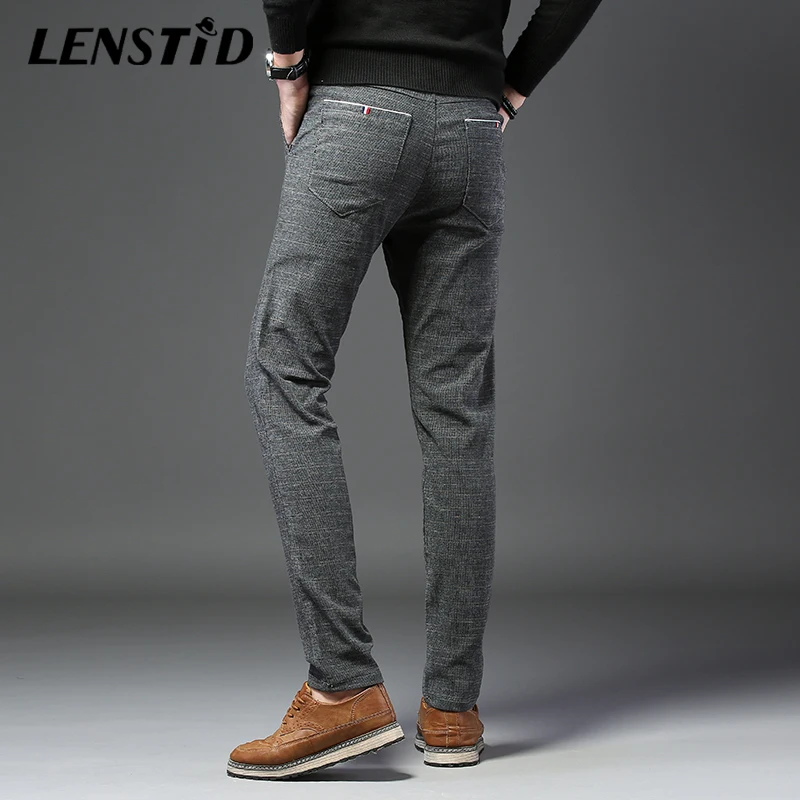 2019 Осень Новая мода Бизнес полосатые штаны Для мужчин узкие прямые брюки Чинос
