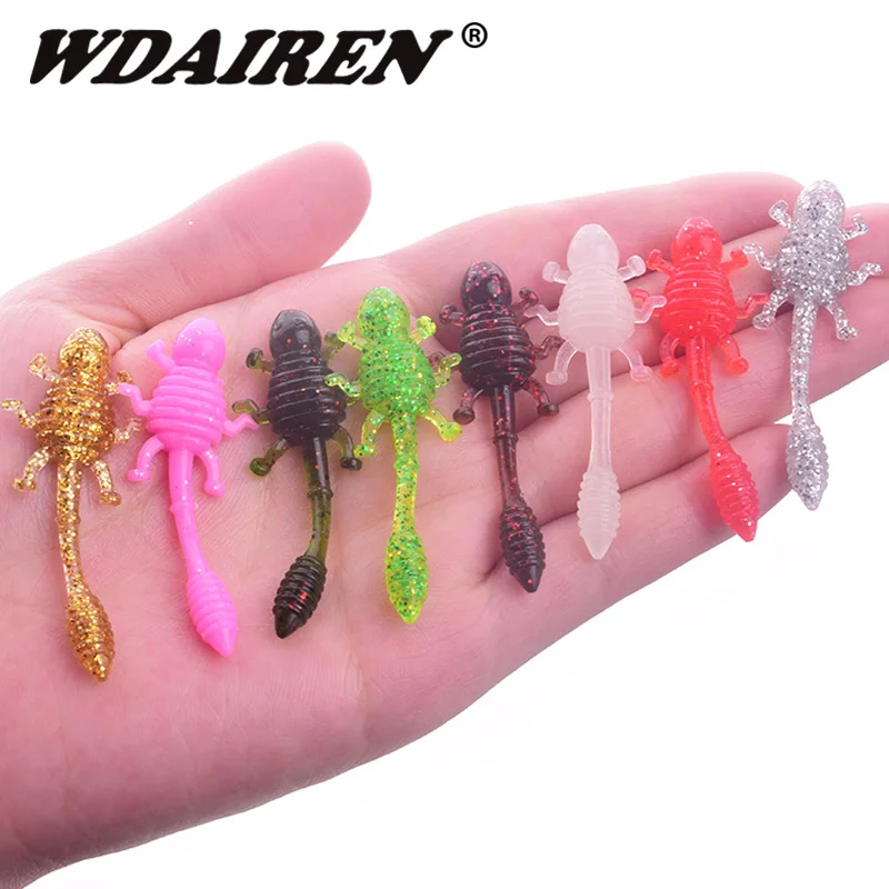 

10Pcs/lot Fishing Lure Shad Soft Baits Wobblers Easy Luminous 50mm 1.15g Jig Head Silicone Worm Pesca Fishing Tackle Accessories