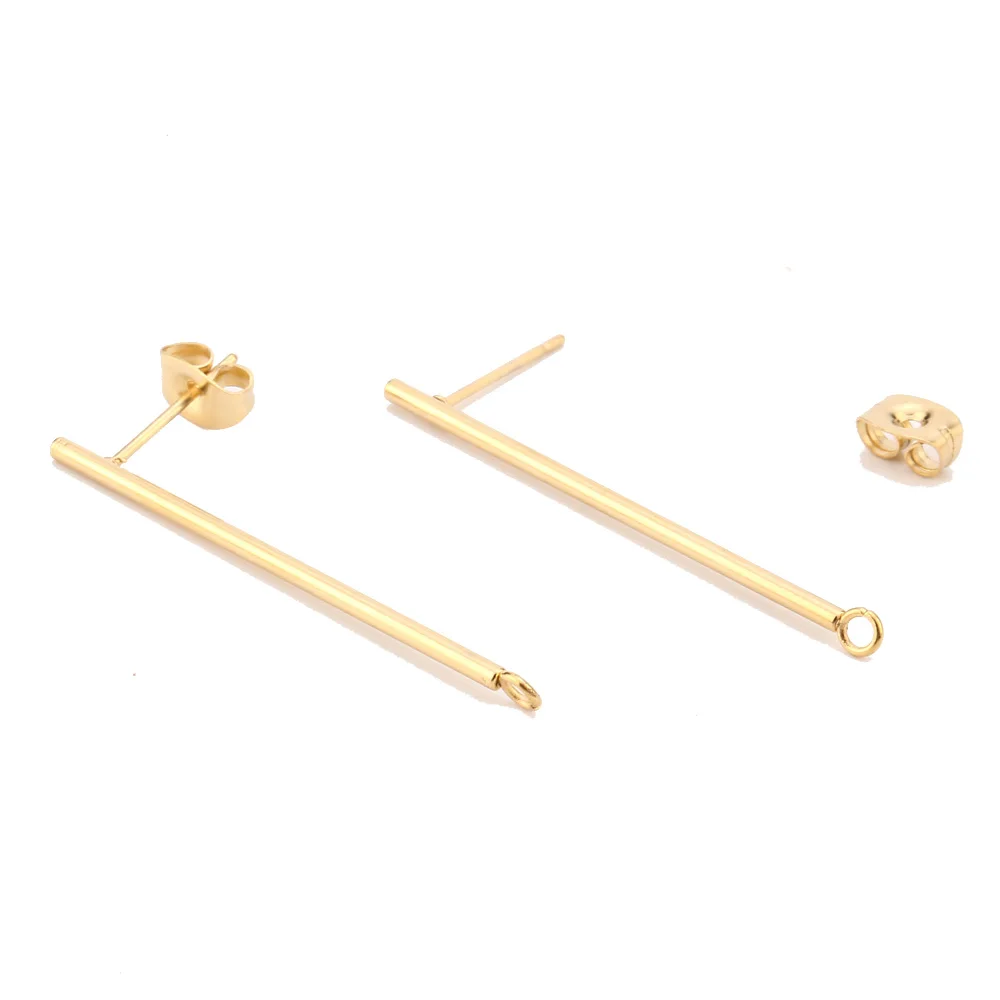 Stick Earring Post Нержавеющая сталь золотой тон геометрические полые квадратные базовые деталь для серег для DIY модные серьги изготовление ювелирных изделий Аксессуары - Цвет: Stick Earring Post