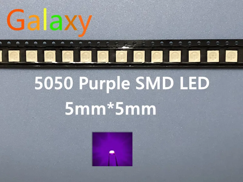100 шт. 5050 светодиодный SMD Фиолетовый УФ чип поверхностного монтажа 20мА