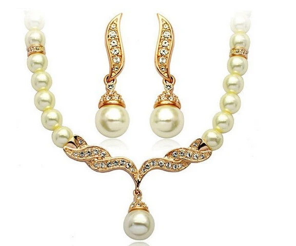 Жемчужное свадебное ожерелье серьги набор ювелирных изделий Свадебные