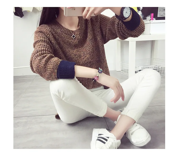 Women Sweaters 2016 Winter Pullovers New Brand Casual Loose Stylish Scoop Long Sleeve Solid Color Sweater Fashion Knit | Женская одежда