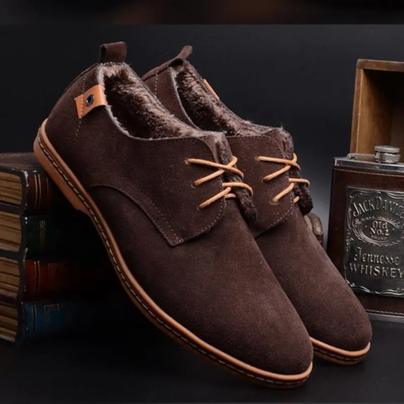 Модная мужская обувь зимние теплые мужские ботинки повседневная на шнуровке