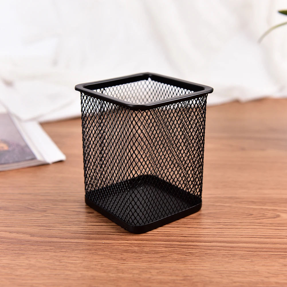 square Горячая 1 шт. черная металлическая подставка сетка стиль ручка карандаш линейка держатель для карандашницы для хранения - Цвет: square