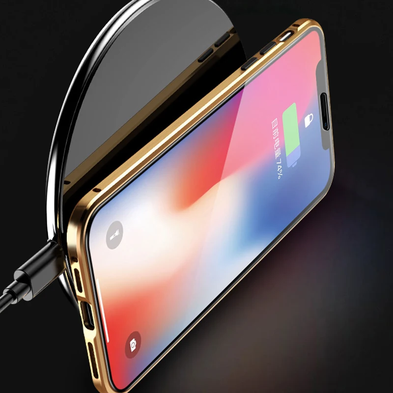 Двусторонний стеклянный магнитный металлический чехол для iPhone 11 Pro Max 7 8 Plus XS X XR 6 6S