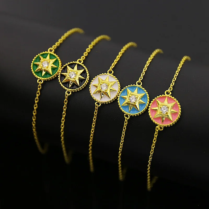 Женский винтажный браслет с компасом золотого цвета цирконом класса ААА 5 цветов