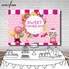 Виниловый фон для фотосъемки с изображением розовой темы и сладких конфет