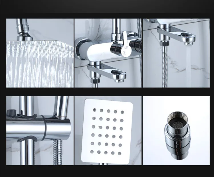 Senducs Square Rainfall Bathroom Shower Set Luxury Brass System Polished Chrome Bath | Обустройство дома