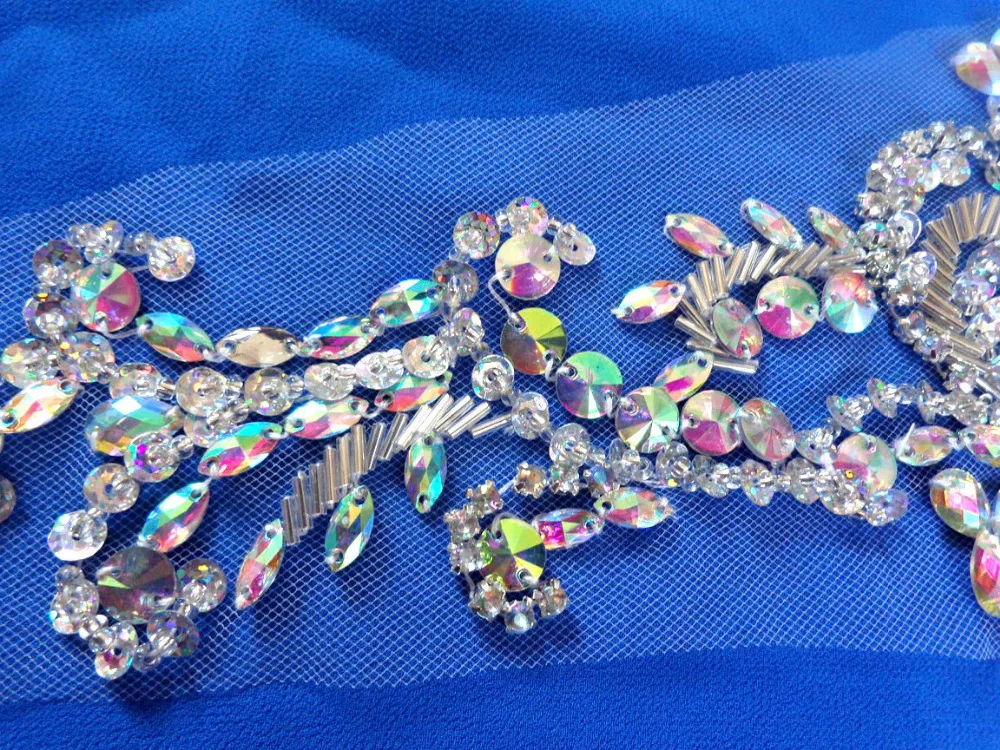 Нашивки A160 ручной работы с кристаллами небесно-голубого цвета AB Пришивные