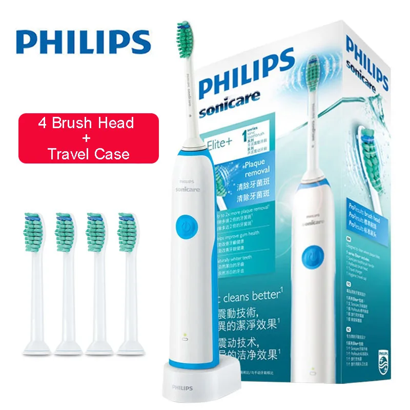 Philips электрическая зубная щетка Sonicare HX3216 перезаряжаемая с 4 сменными щеточными головками водонепроницаемое использование до 10 дней - Цвет: sky blue