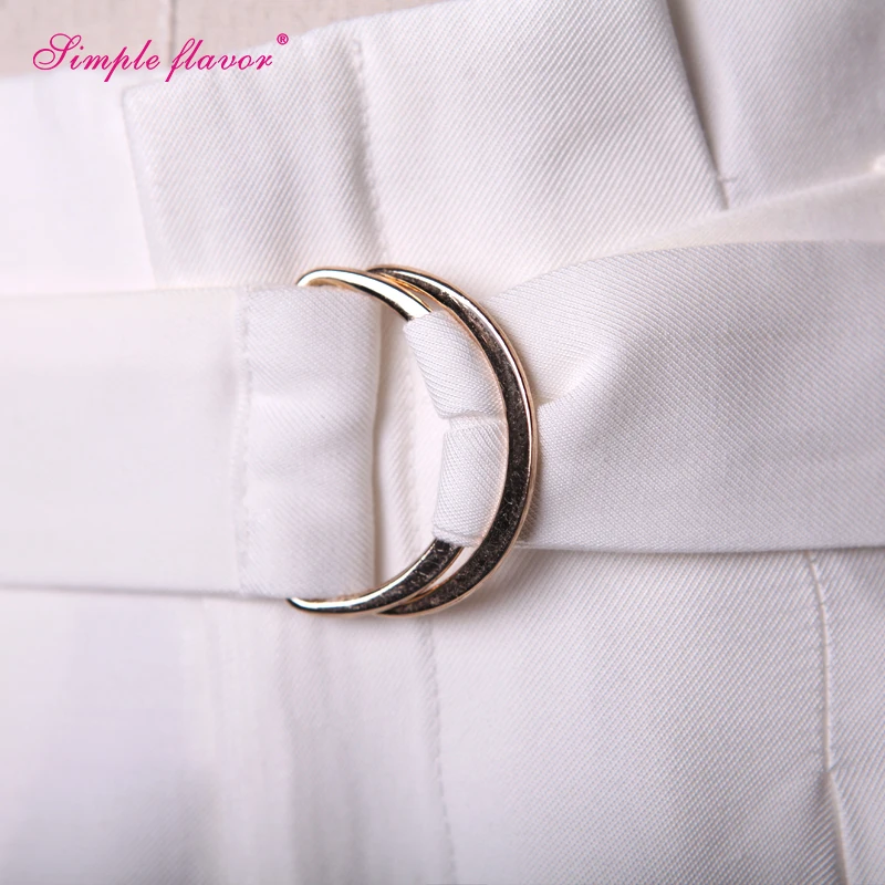 Простой Вкус 2017 Женщин Широкую Ногу Брюки Плиссированные Передняя Твердые Белый