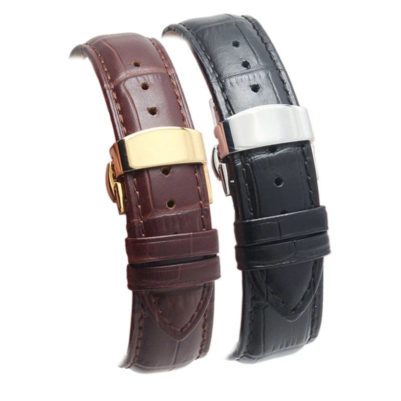 Кожаный ремешок для часов мужчин и женщин браслет Бабочка Пряжка Citizen Omega Seiko Casio 14