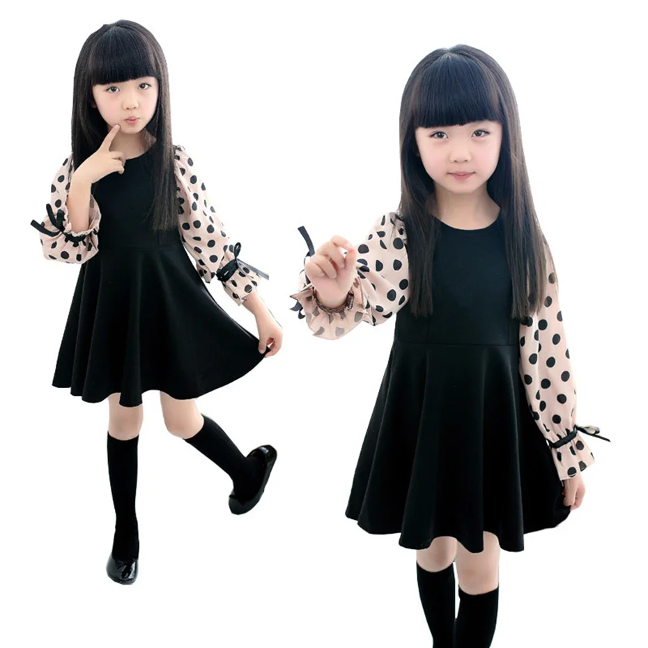 Princess Girls Dress Patchwork Kids Dot For Mesh Children's Clothes Summer Elegant Girl Clothing 6 8 12 Years | Детская одежда и