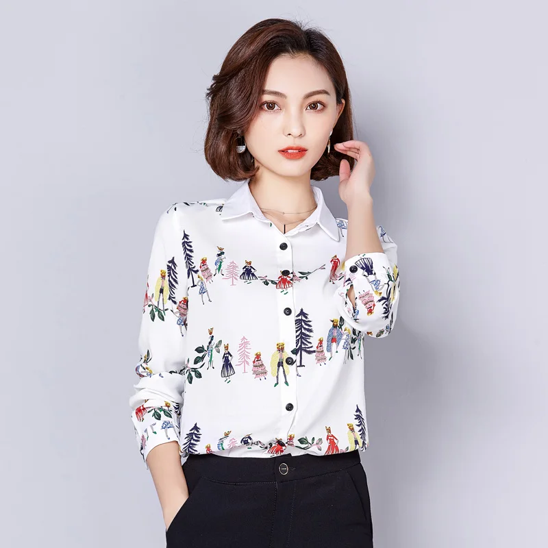 2018 Новый Повседневное Весна Для женщин рубашка с длинным рукавом отложной