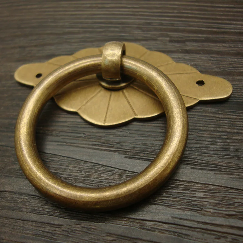 

Vintage Diamond Brass Handle Door Pull Cabinet Dresser Drawer Knobs and Handles,Retro Chinese Furniture Hardware,5.2*6cm,4Sets