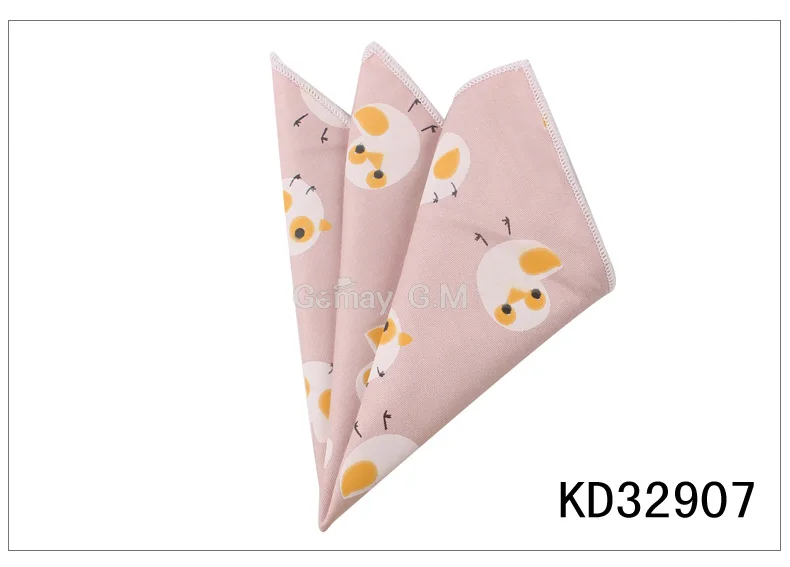 KD32907 Костюмы Животных Карманные квадратные для мужчин женщин мультфильм полотенце для сундуков носовые платки для джентльменов классический мужской платок карманные полотенца - Цвет: KD32907
