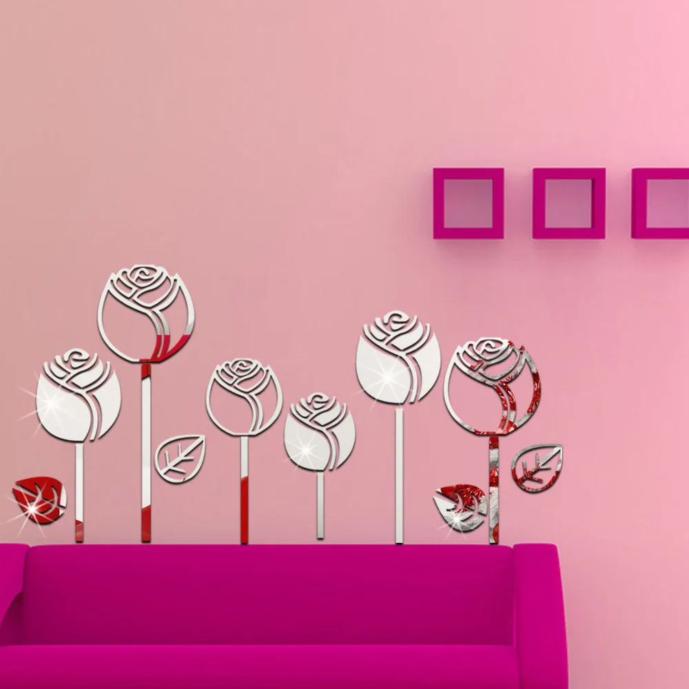 Высококачественные стикеры Funlife 35 шт. зеркальные настенные Стикеры с цветами