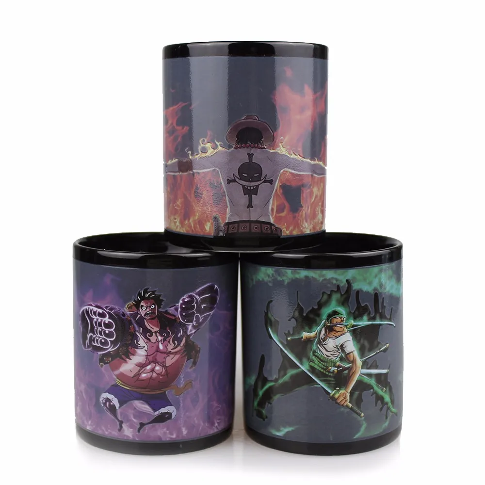 Одна деталь Луффи Ace кружка горячего изменение Цвет Heat reactive Чай Кофе Волшебная чашка Керамика кружка