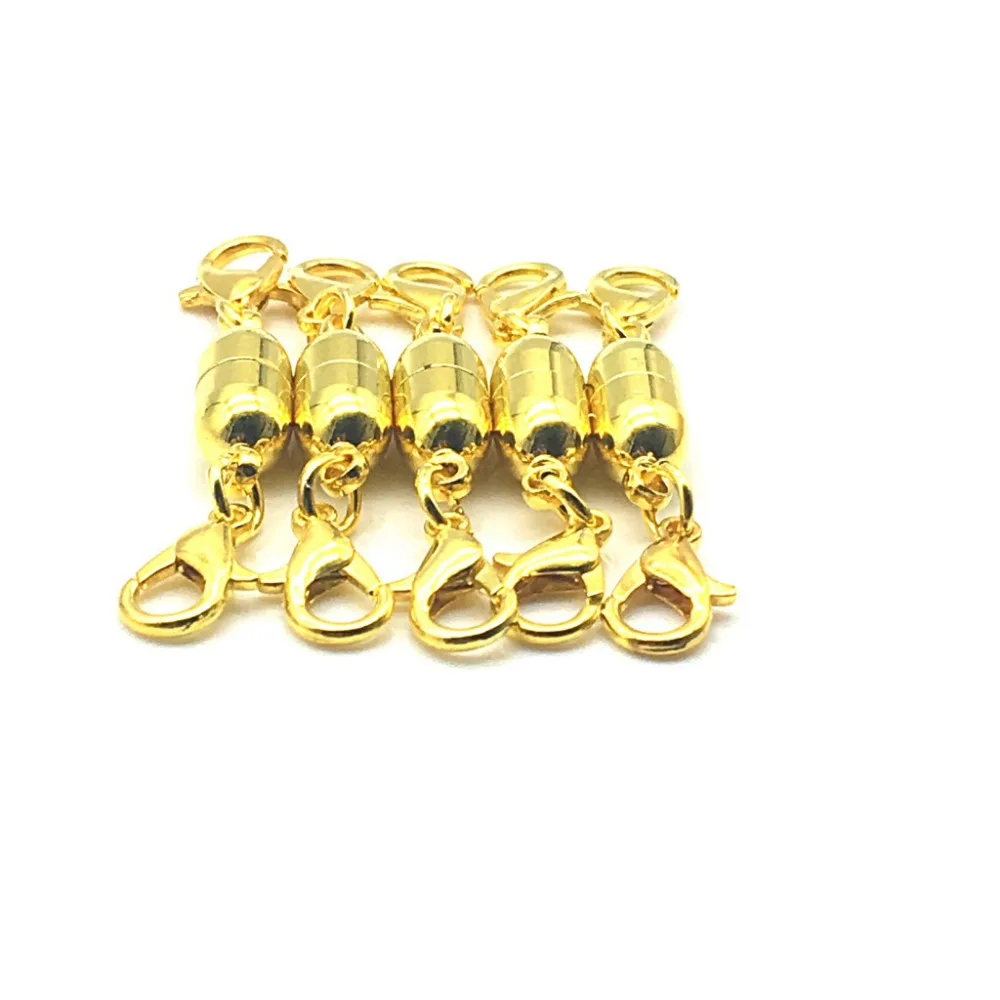 

20pcs/Lot Oval-Shaped Metal Magnet Clasp And Lobster Clasp Gold-Plated Necklace Bracelet Link Accessories Button P-110
