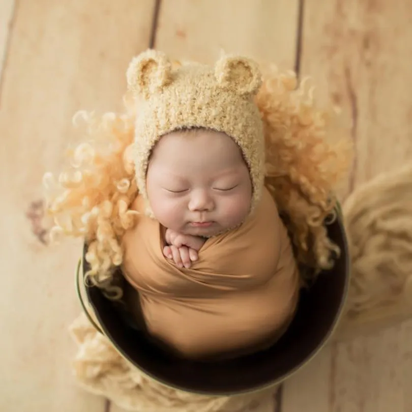 Одежда для новорожденных малышей шапочка-медвежонок шапка ручной вязки, детская шапочка-медвежонок, для маленьких мальчиков и девочек, шап... от AliExpress WW