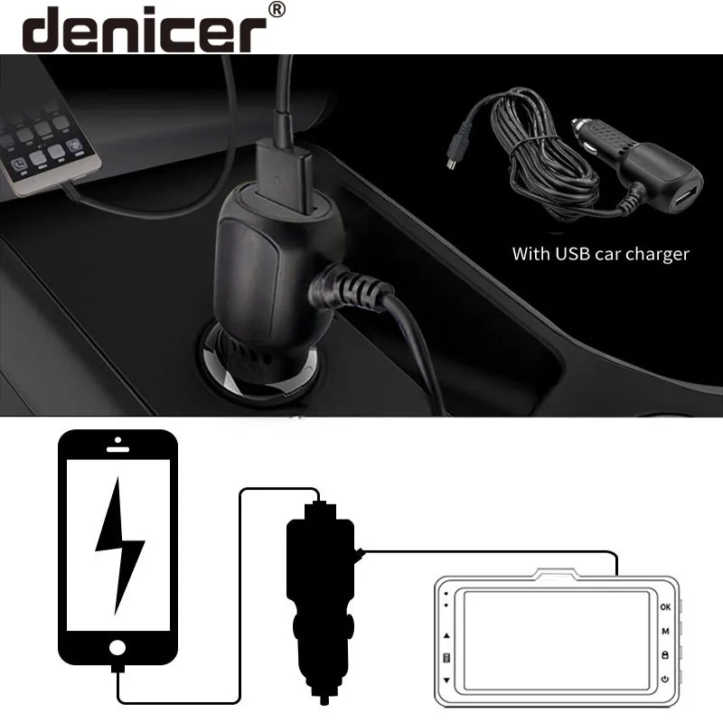Denicer Dash camera Novatek 96658 Автомобильная камера Full HD 1080P DVR 170 градусов широкоугольный