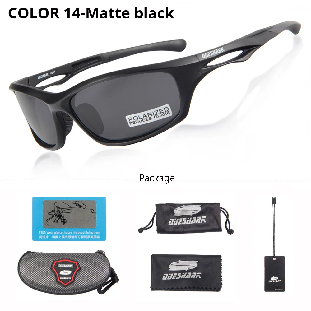 Matte black QUESHARK мужские и женские спортивные поляризованные очки для рыбалки матовые черные походные солнцезащитные очки для кемпинга ультралегкие рыбацкие очки - Цвет: Matte black